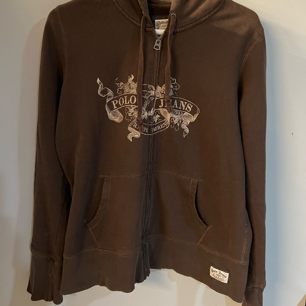 Vintage Ralph Lauren Polo Jeans Brown Hoodie zip up